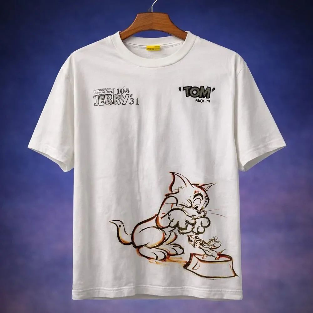 Tom and Jerry Shoe Palace White Graphic Tee Shirt T-Shirt M